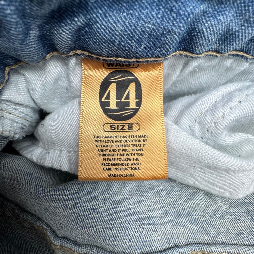Grindhouse Denim Jeans 44 Light Wash Distressed Streetwear Graphic Star Peace - Picture 7 of 13